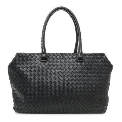 Exclusive Bottega Veneta Black Nappa Intrecciato Brick Tote — Front View