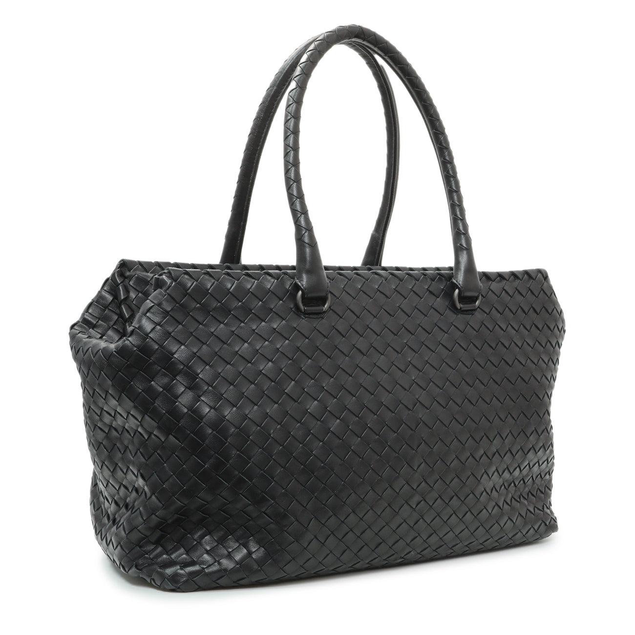 Exclusive Bottega Veneta Black Nappa Intrecciato Brick Tote — Side View