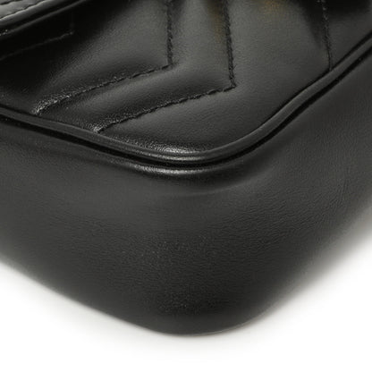 Exclusive Gucci Black Calfskin Matelasse Super Mini GG Marmont — Top View