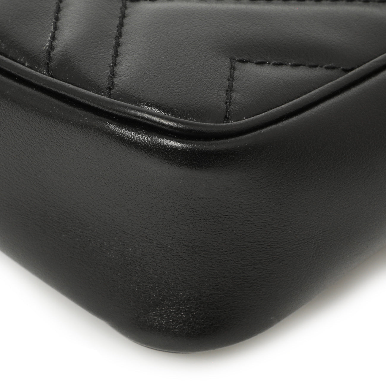 Exclusive Gucci Black Calfskin Matelasse Super Mini GG Marmont — Lifestyle View