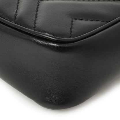 Exclusive Gucci Black Calfskin Matelasse Super Mini GG Marmont — Lifestyle View