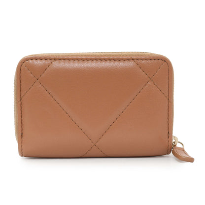 Exclusive Chanel Brown Quilted Lambskin 19 Zip Around Coin Purse — Side View