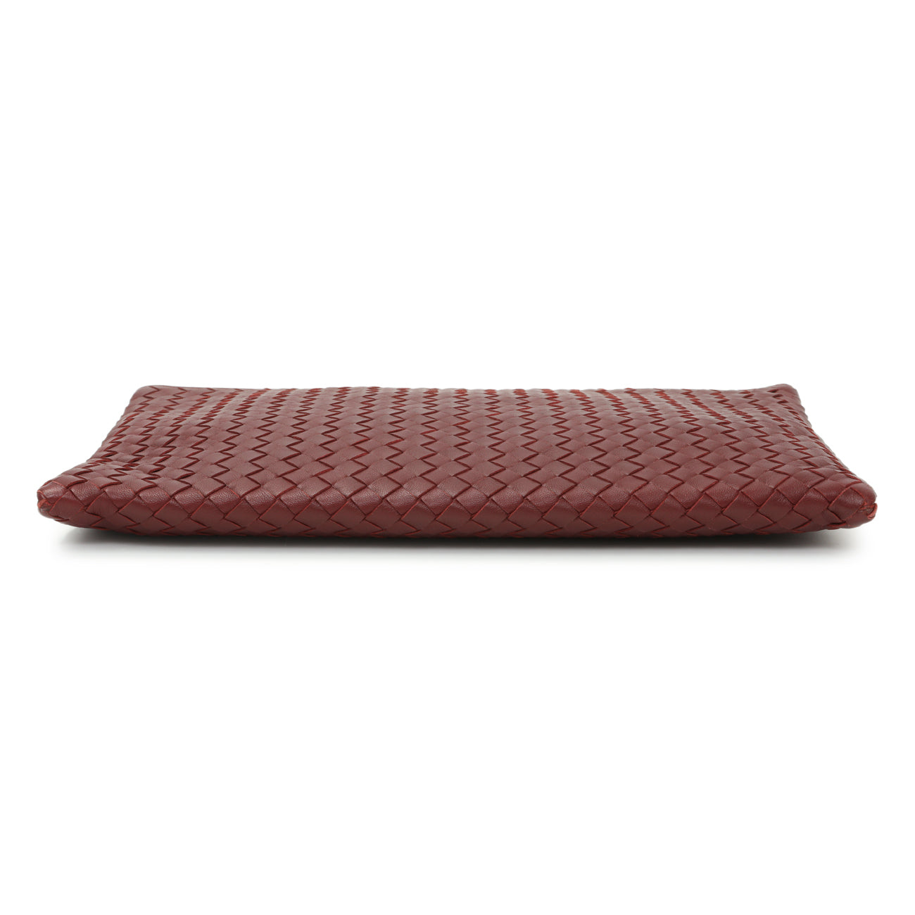 Exclusive Bottega Veneta Burgundy Nappa Intrecciato Zip Pouch — Back View