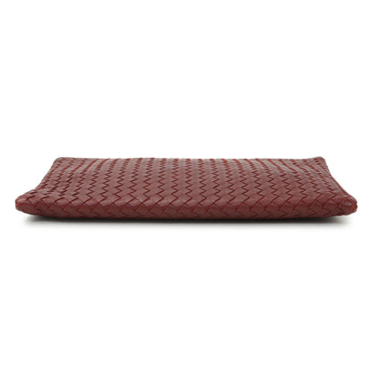 Exclusive Bottega Veneta Burgundy Nappa Intrecciato Zip Pouch — Back View