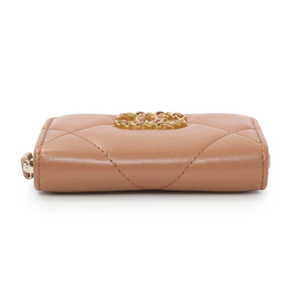 Exclusive Chanel Brown Quilted Lambskin 19 Zip Around Coin Purse — Back View