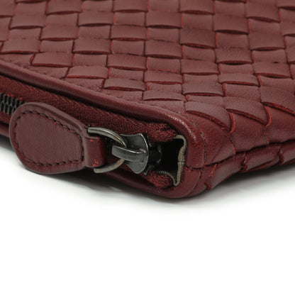 Exclusive Bottega Veneta Burgundy Nappa Intrecciato Zip Pouch — Alternate View 7