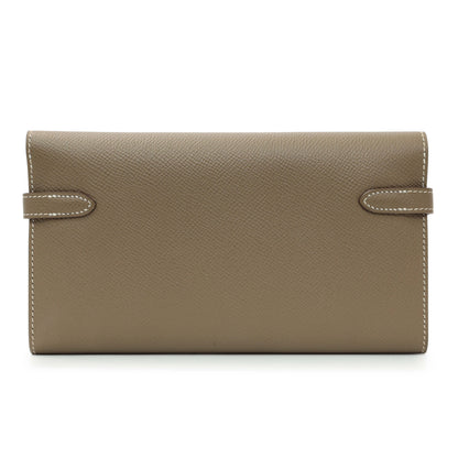Exclusive Hermes Etoupe Epsom Kelly Longue Wallet — Side View