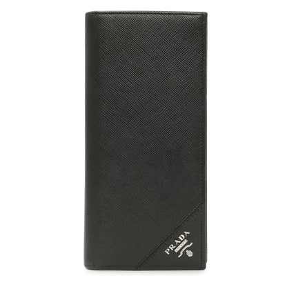 Exclusive Prada Nero Saffiano Bifold Long Wallet — Front View