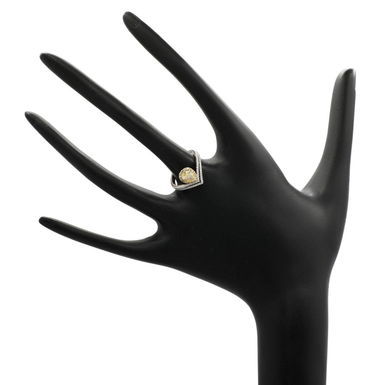Exclusive 18K White Gold 0.76 Carat Fancy Yellow Diamond Ring — 3.75 — Back View
