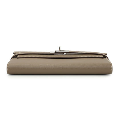 Exclusive Hermes Etoupe Epsom Kelly Longue Wallet — Back View