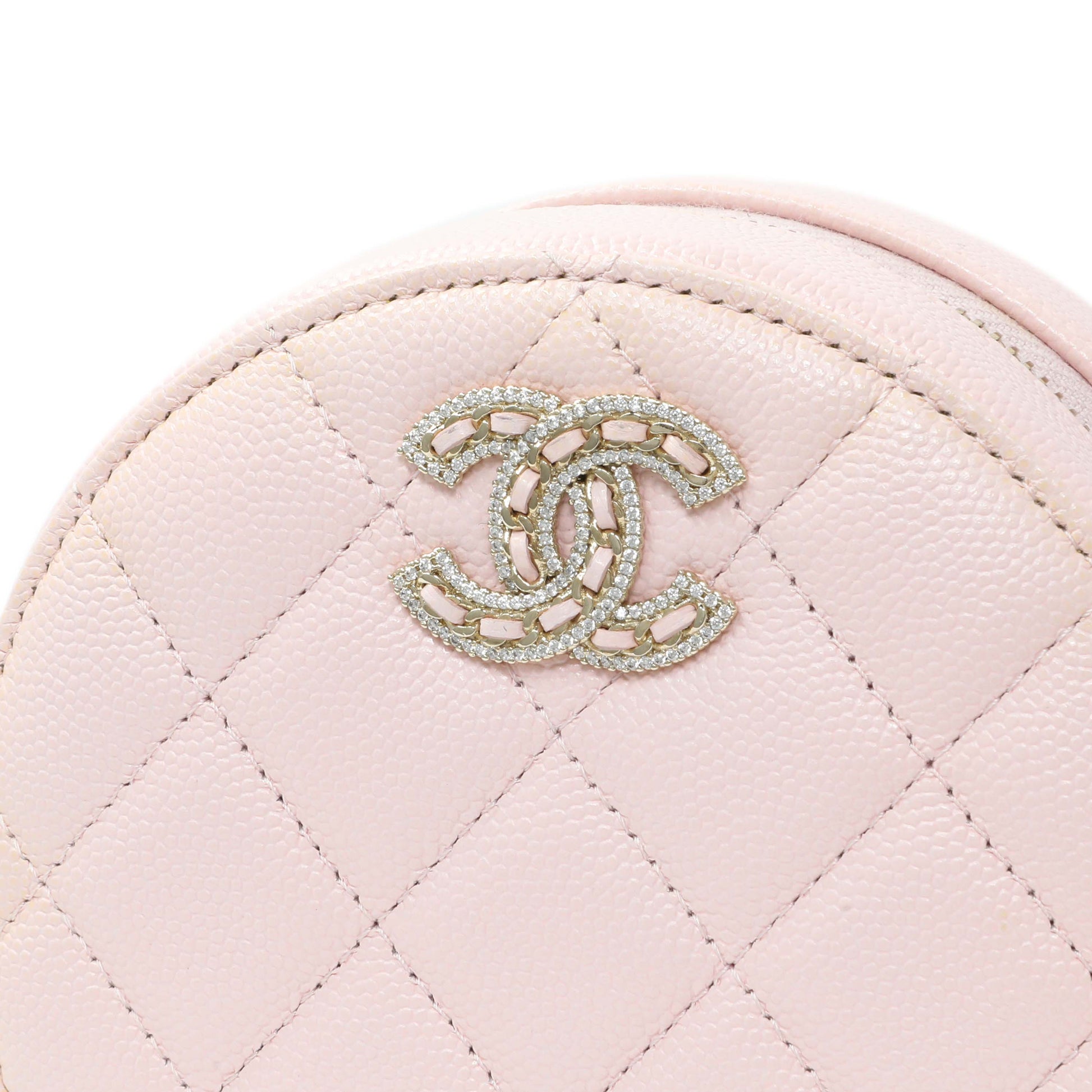 Exclusive Chanel Pink Quilted Caviar Round Clutch with Chain — Alternate View 7