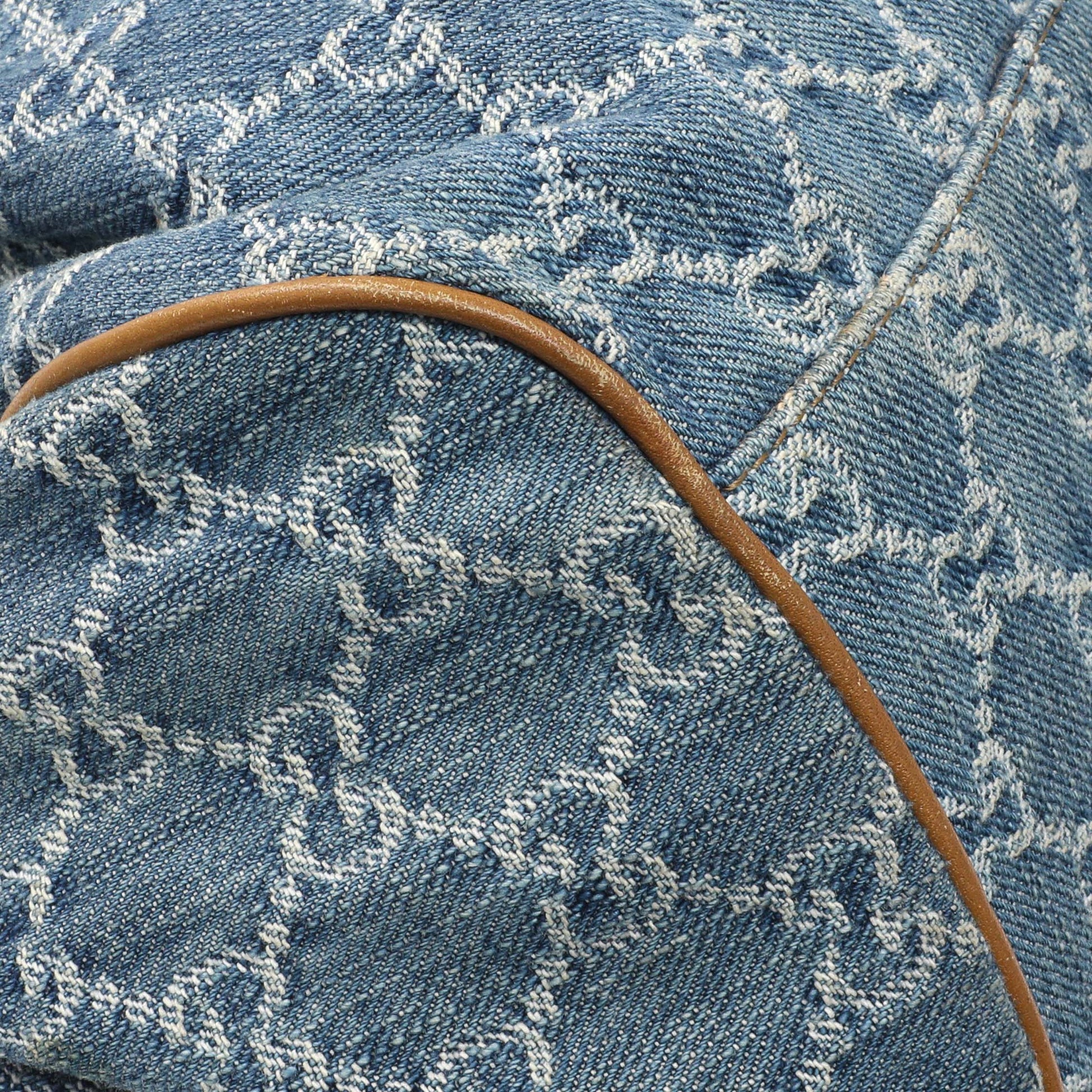 Exclusive Gucci Denim Monogram Medium Sukey Boston — Top View
