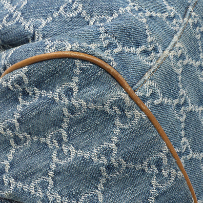 Exclusive Gucci Denim Monogram Medium Sukey Boston — Top View