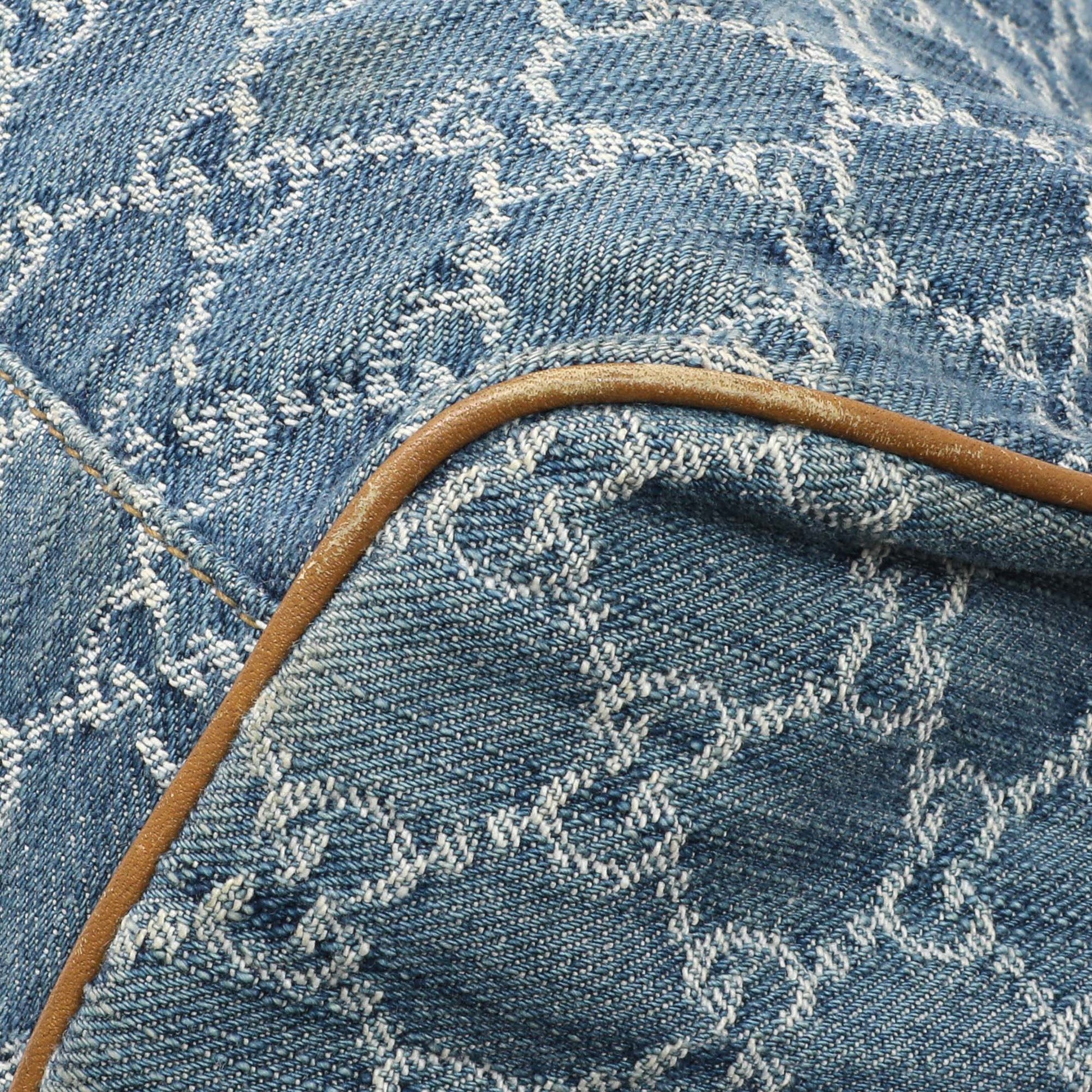 Exclusive Gucci Denim Monogram Medium Sukey Boston — Detail View
