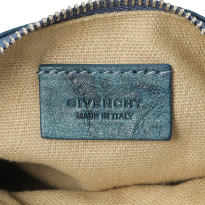 Exclusive Givenchy Teal Tumbled Sheepskin Pandora Wristlet Clutch — Top View