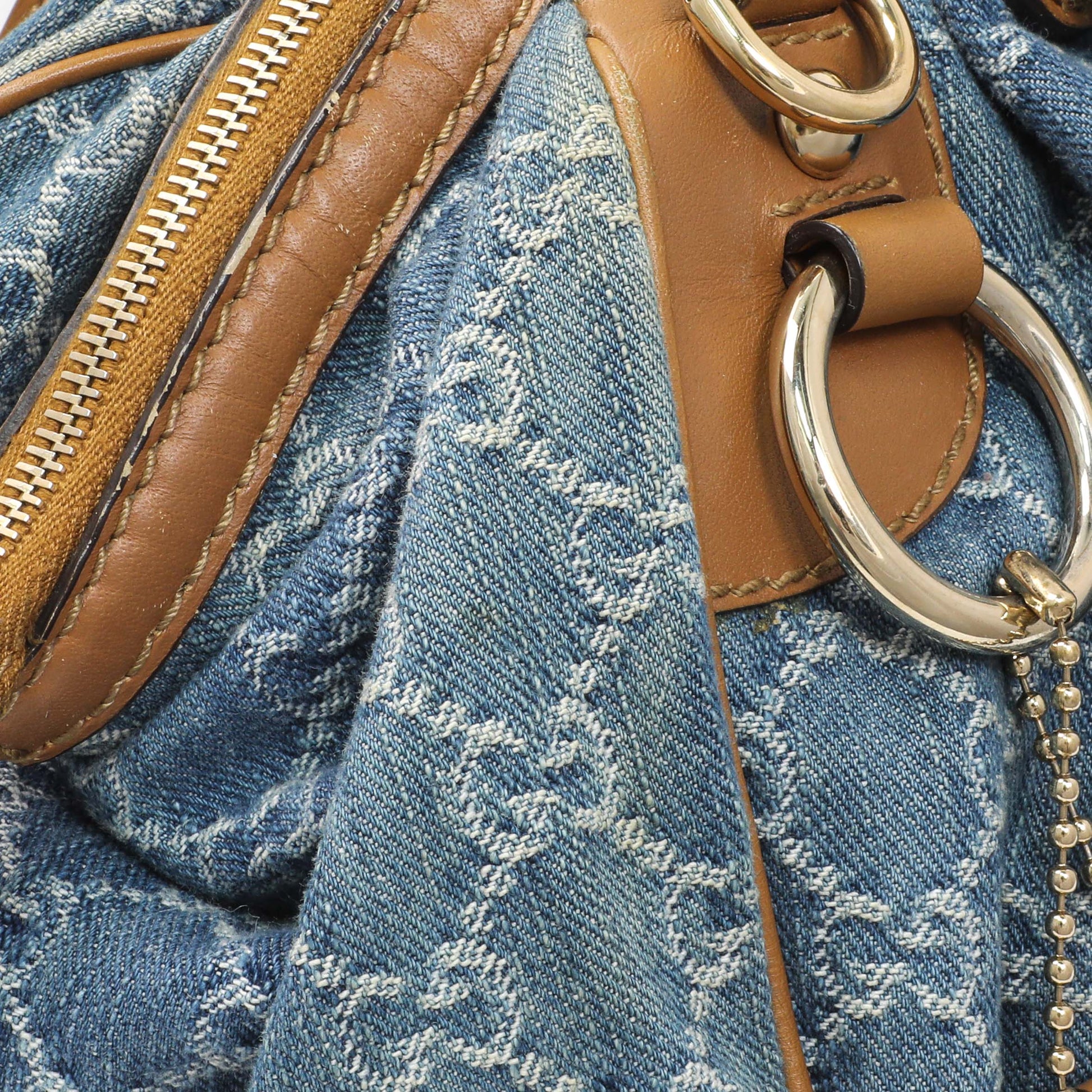 Exclusive Gucci Denim Monogram Medium Sukey Boston — Alternate View 11