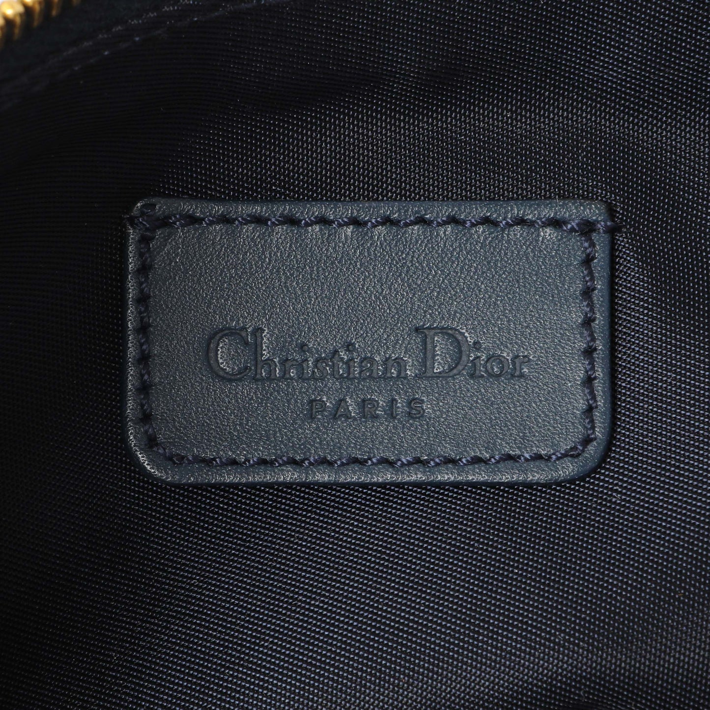 Exclusive Christian Dior Navy Monogram Mini Saddle Pochette — Detail View