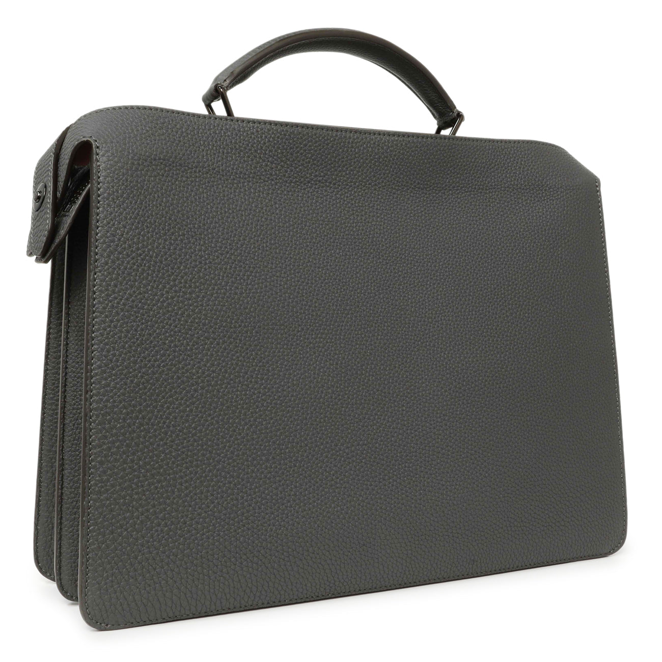 Exclusive Fendi Grey Cuoio Romano Vitello Cover Monochrome Medium Peekaboo ISeeU Satchel — Side View