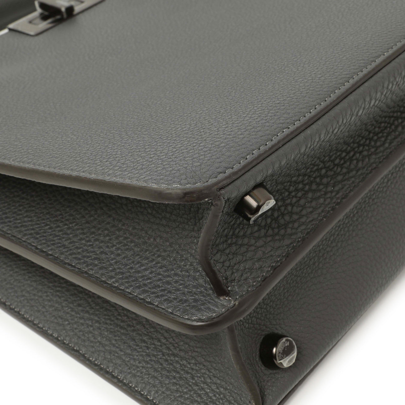 Exclusive Fendi Grey Cuoio Romano Vitello Cover Monochrome Medium Peekaboo ISeeU Satchel — Top View