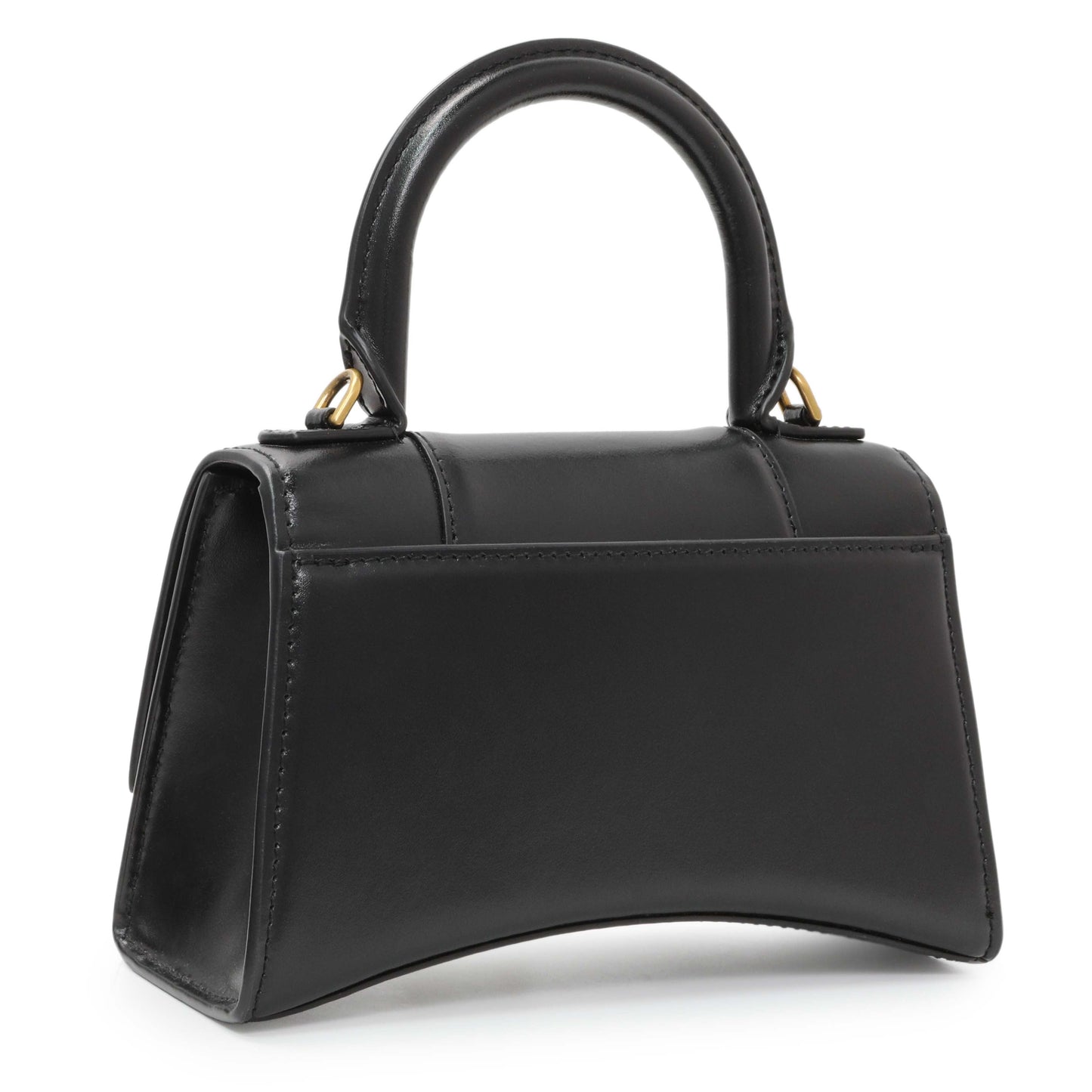 Exclusive Balenciaga Black Calfskin Mini Hourglass Top Handle Bag — Side View