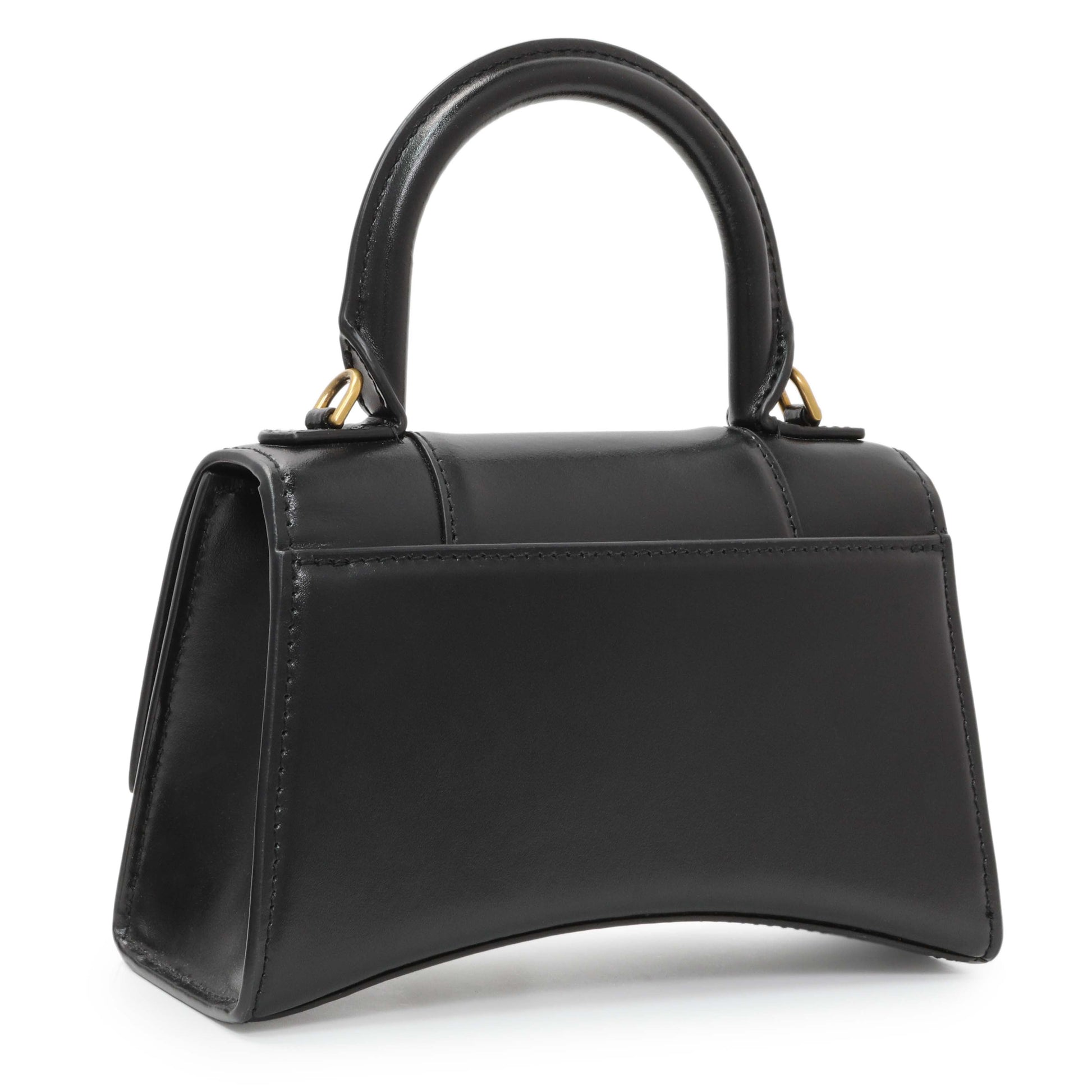 Exclusive Balenciaga Black Calfskin Mini Hourglass Top Handle Bag — Side View
