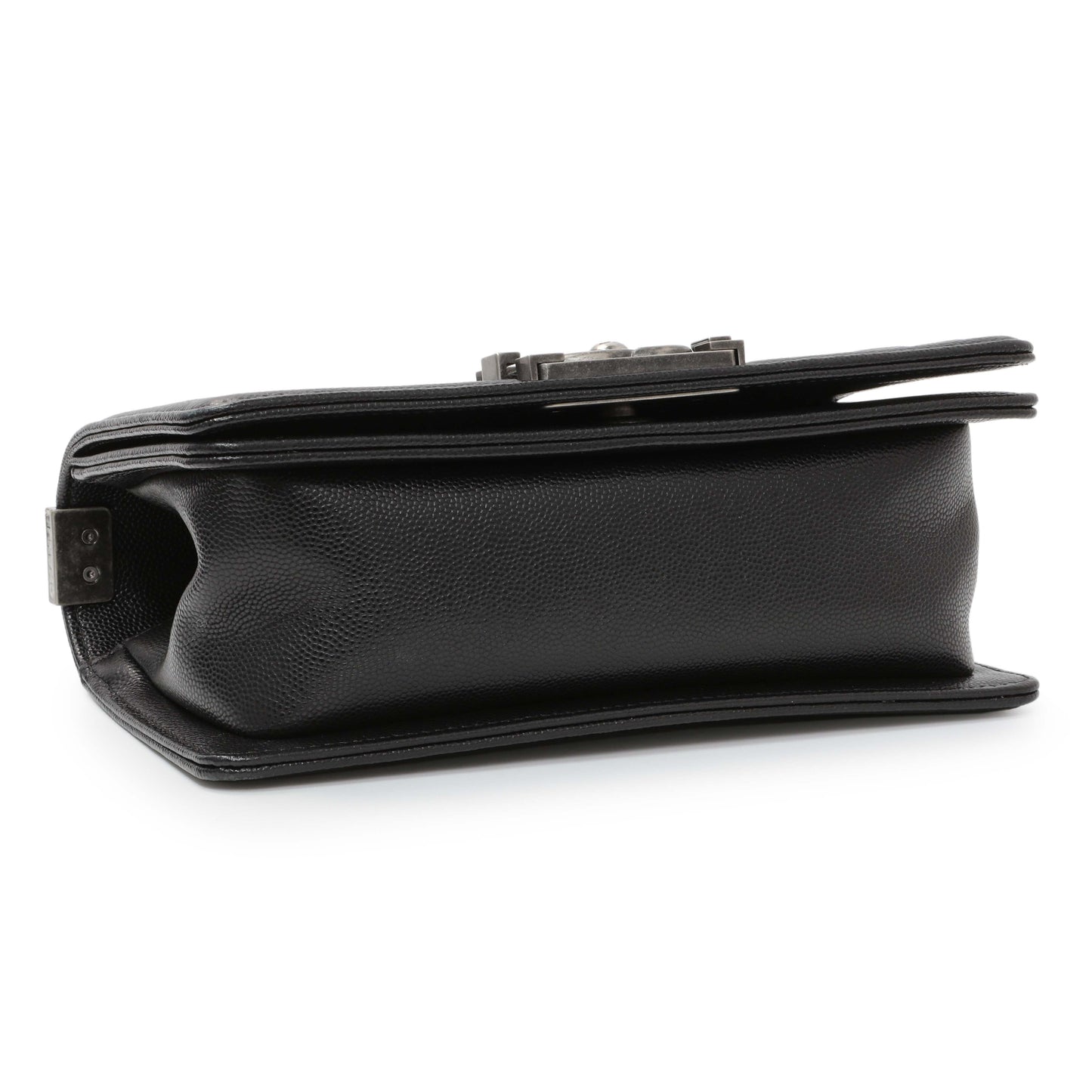 Exclusive Chanel Black Chevron Quilted Caviar Small Boy Flap — Top View
