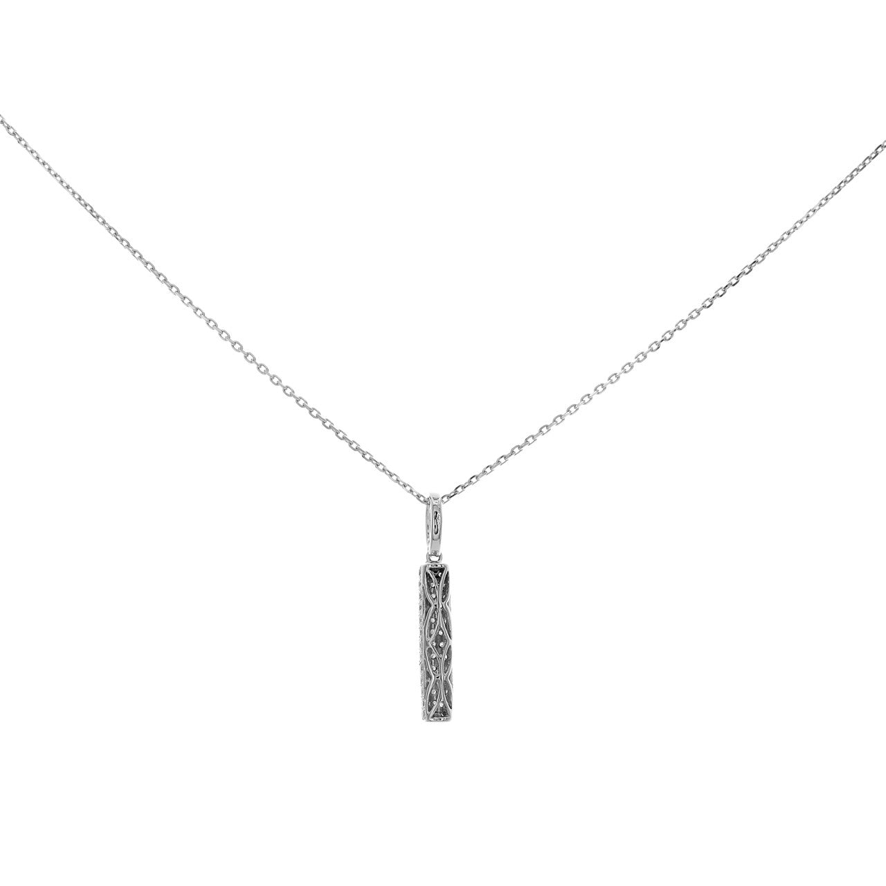 Exclusive 18K White Gold 0.72 Carat Diamond Drop Pendant Necklace — Side View