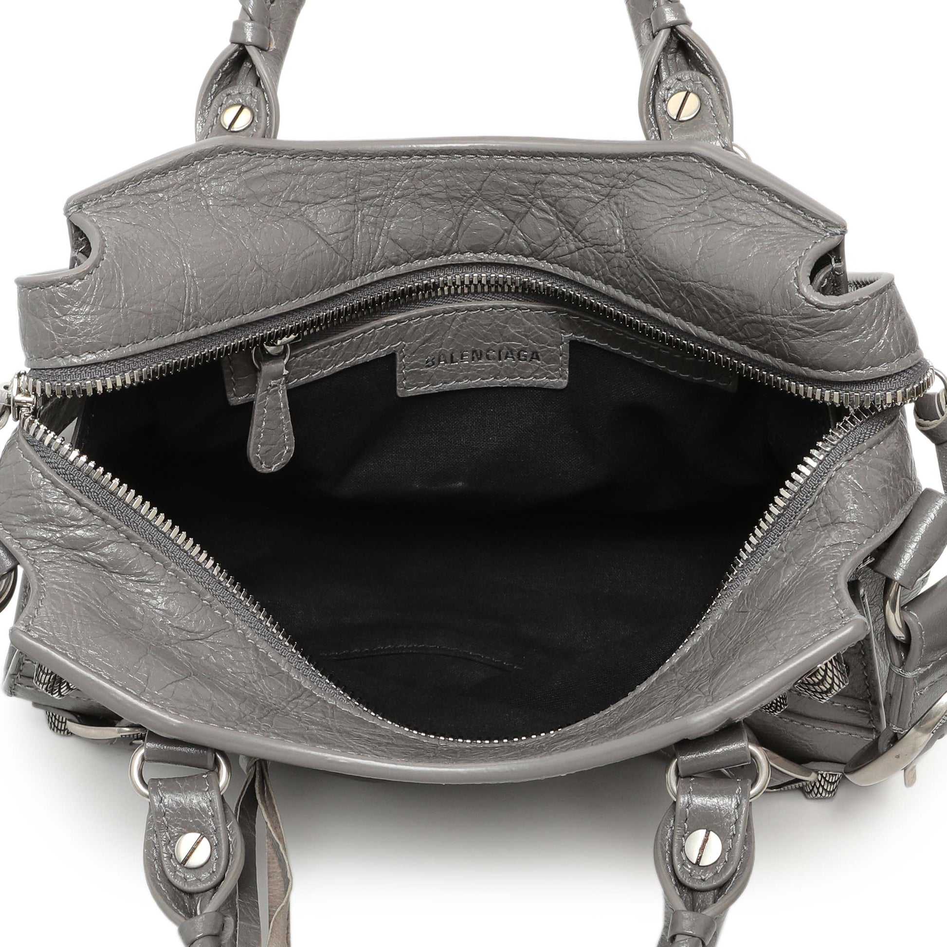 Exclusive Balenciaga Dark Grey Agneau Arena Neo Cagole Handbag XS — Detail View