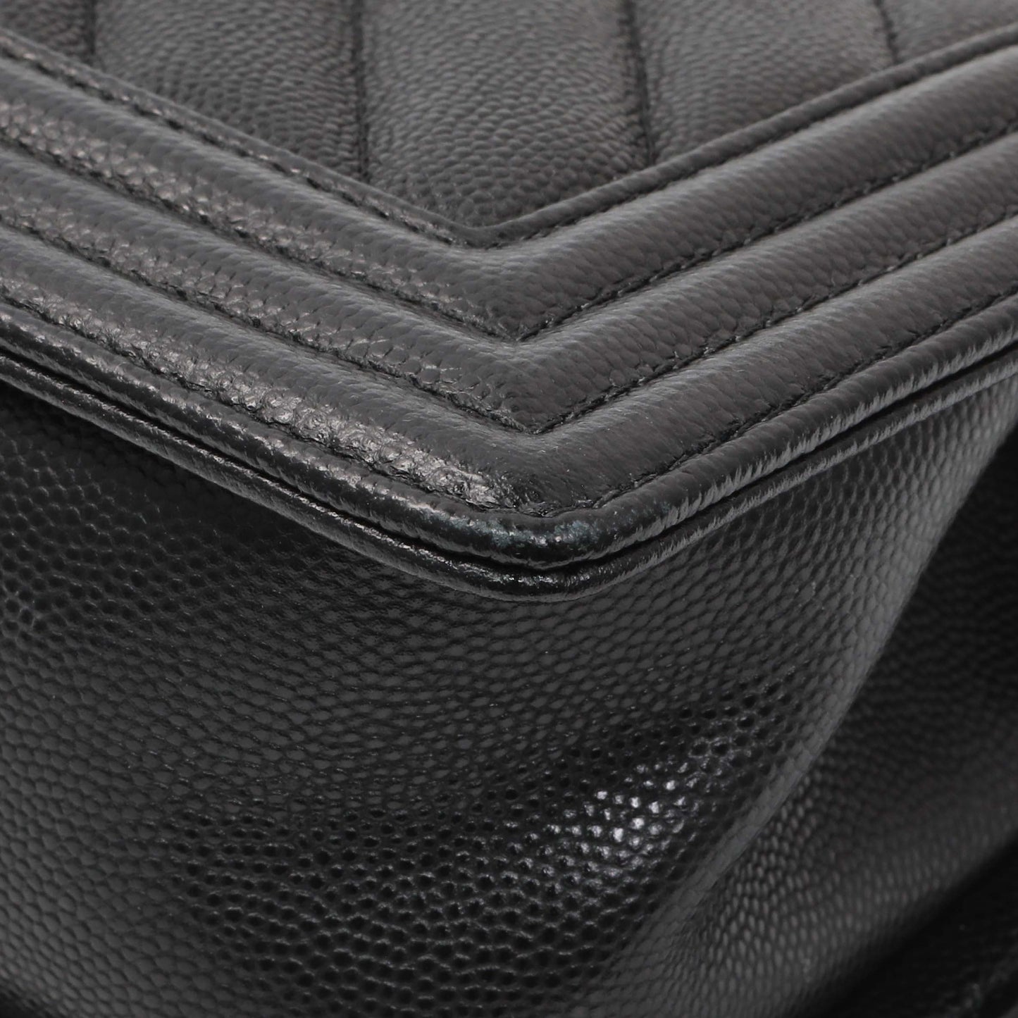 Exclusive Chanel Black Chevron Quilted Caviar Small Boy Flap — Alternate View 8