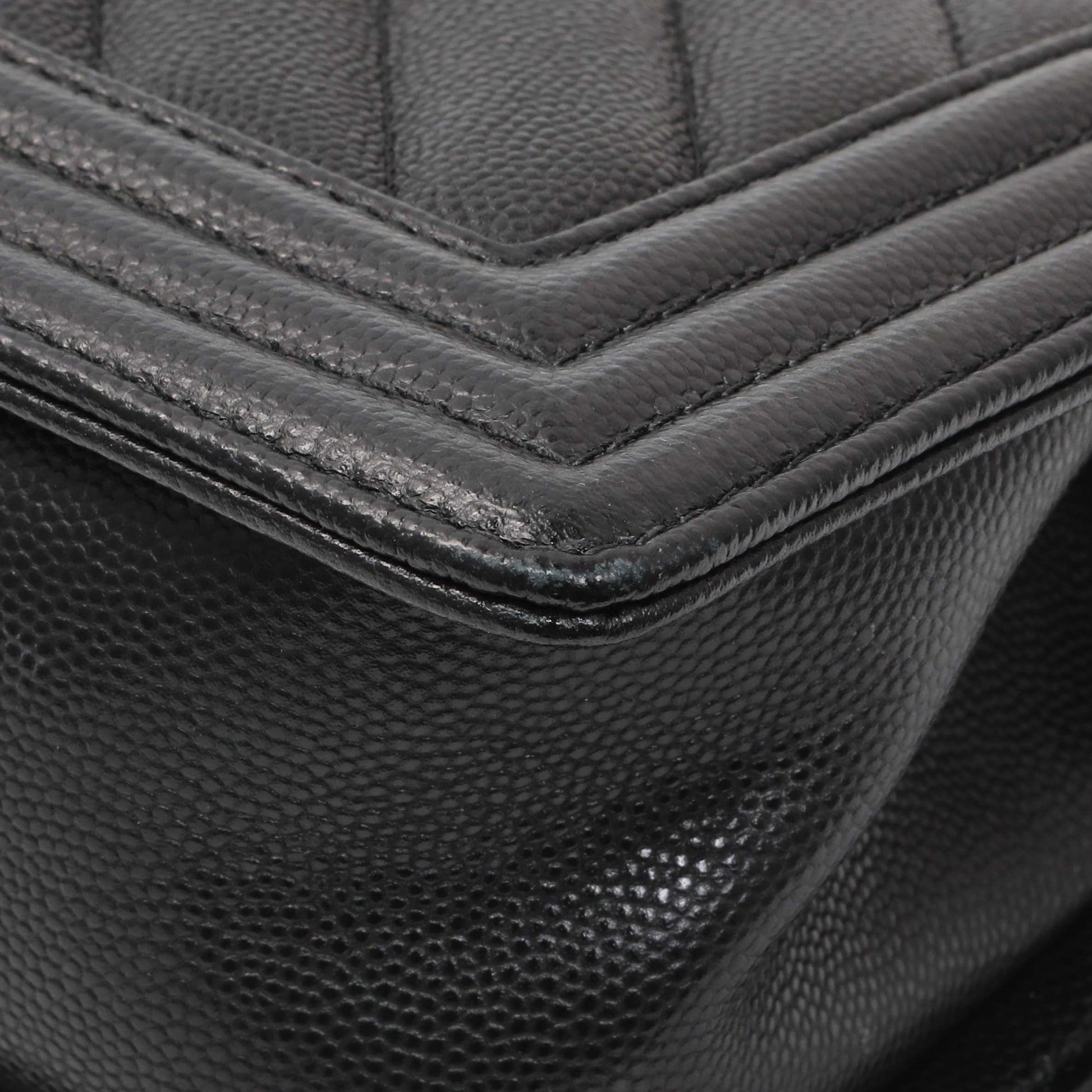 Exclusive Chanel Black Chevron Quilted Caviar Small Boy Flap — Alternate View 8