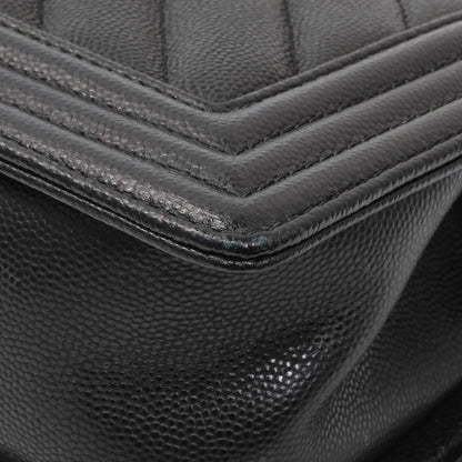 Exclusive Chanel Black Chevron Quilted Caviar Small Boy Flap — Alternate View 8