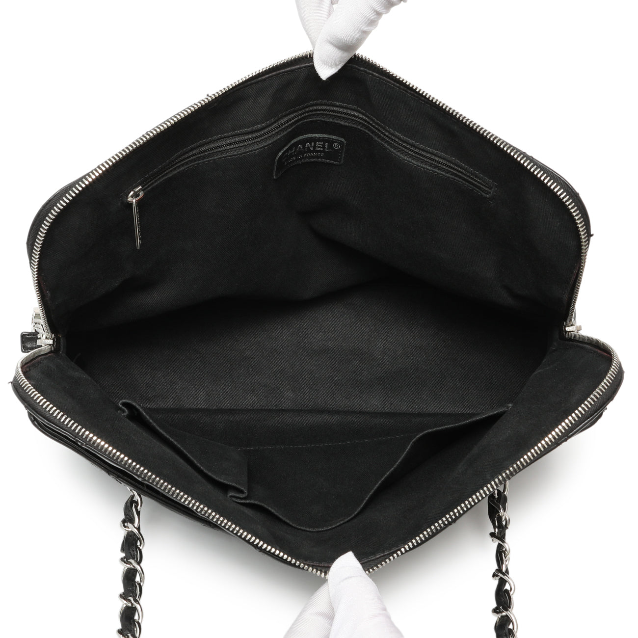 Exclusive Chanel Black Quilted Calfskin In The Business Camera Bag — Top View