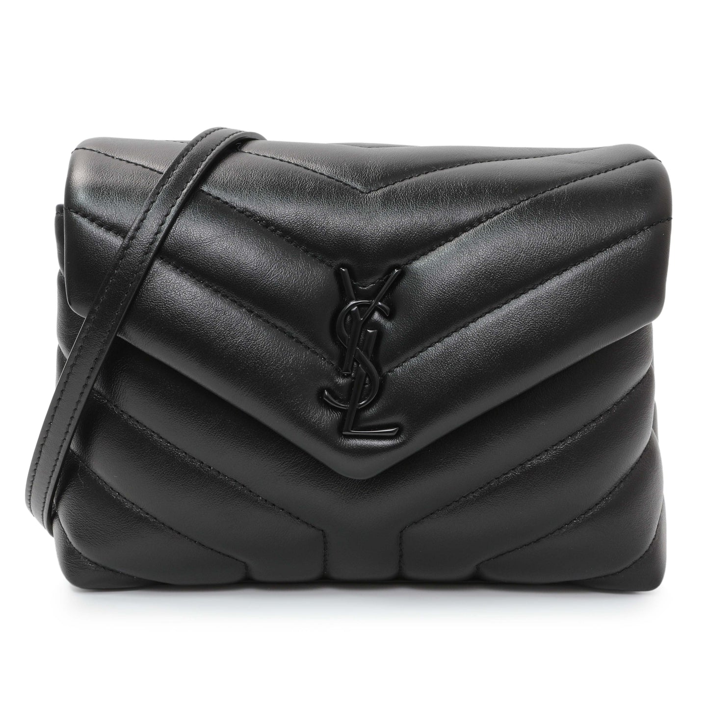 Exclusive Saint Laurent Black Calfskin Monogram Toy Loulou Crossbody — Front View