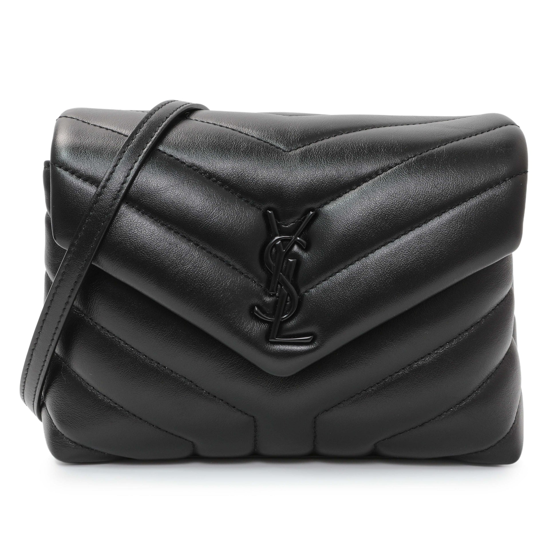 Exclusive Saint Laurent Black Calfskin Monogram Toy Loulou Crossbody — Front View
