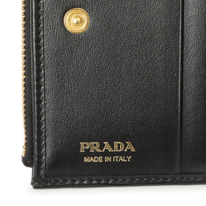Exclusive Prada Black Vitello Move Double Zip Wallet — Detail View