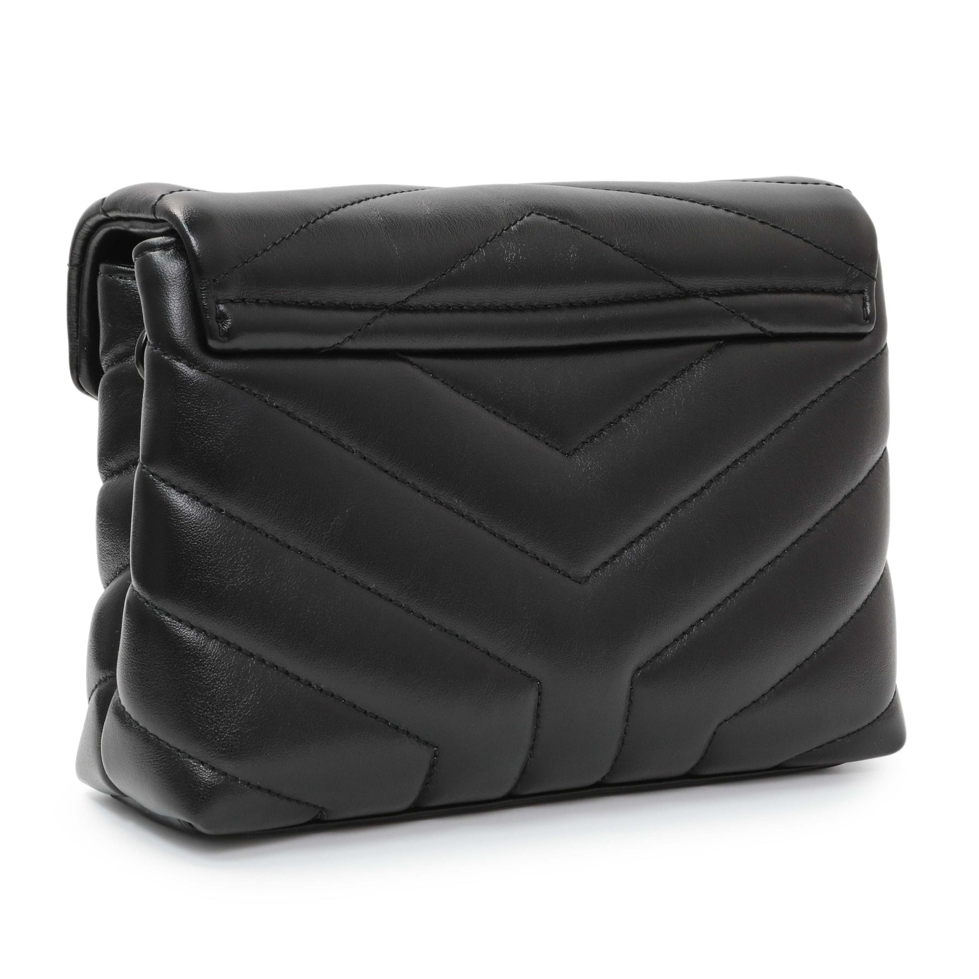 Exclusive Saint Laurent Black Calfskin Monogram Toy Loulou Crossbody — Side View