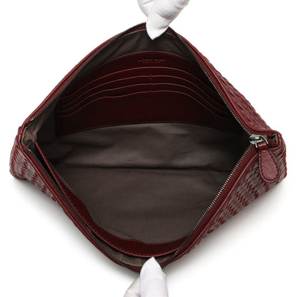 Exclusive Bottega Veneta Burgundy Nappa Intrecciato Zip Pouch — Alternate View 8