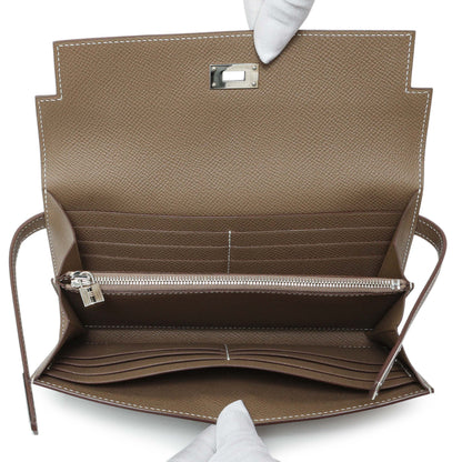 Exclusive Hermes Etoupe Epsom Kelly Longue Wallet — Top View