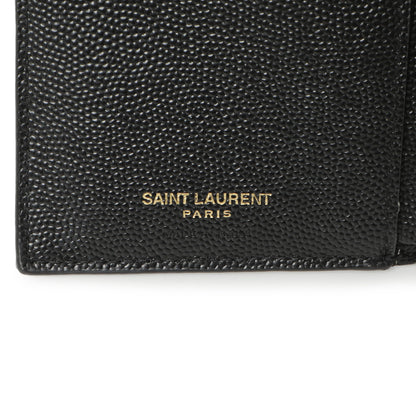 Exclusive Saint Laurent Black Grain De Poudre Matelasse Chevron Monogram Zipped Two-Part Wallet — Detail View