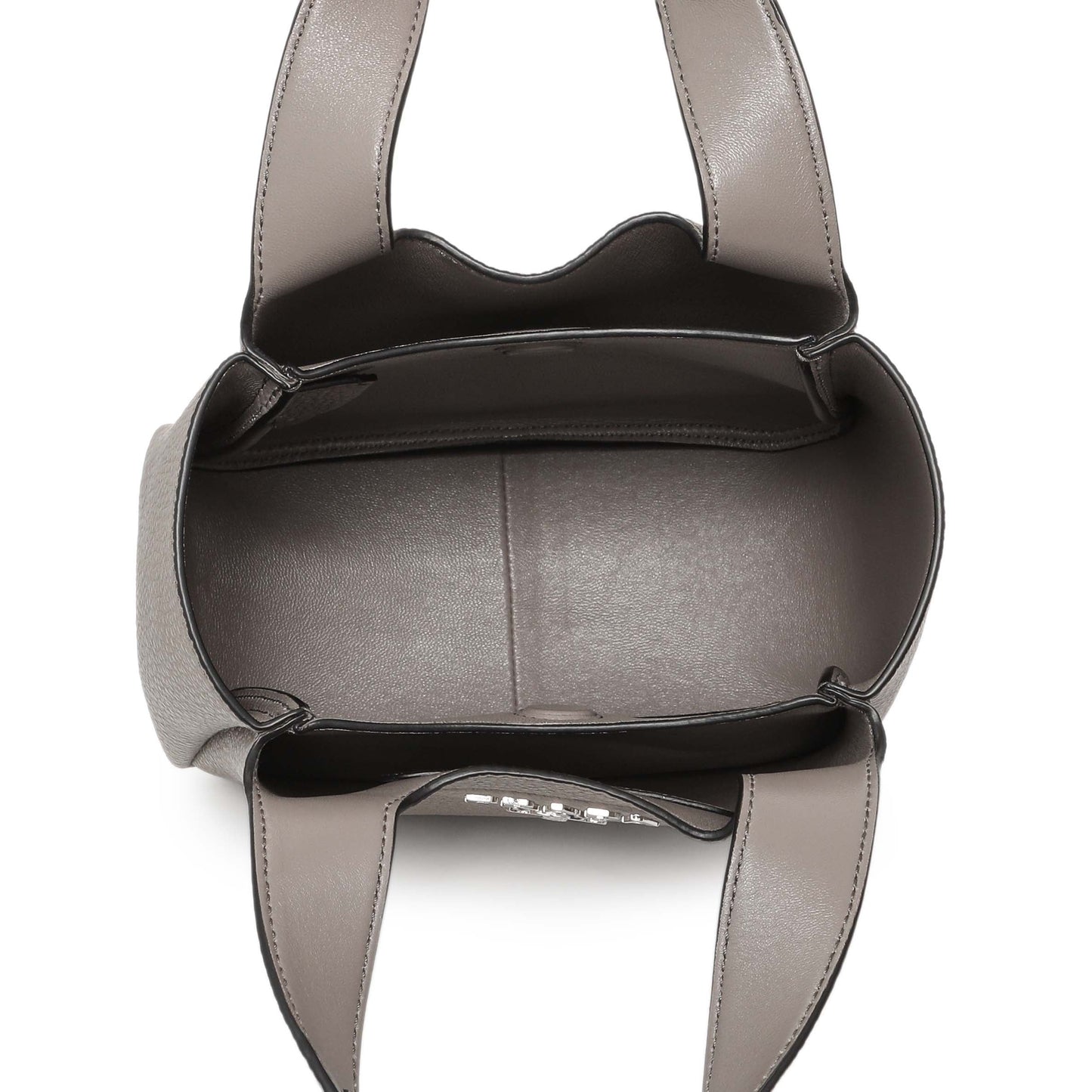 Exclusive Prada Grey Vitello Daino Soft Mini Dynamique Tote — Top View