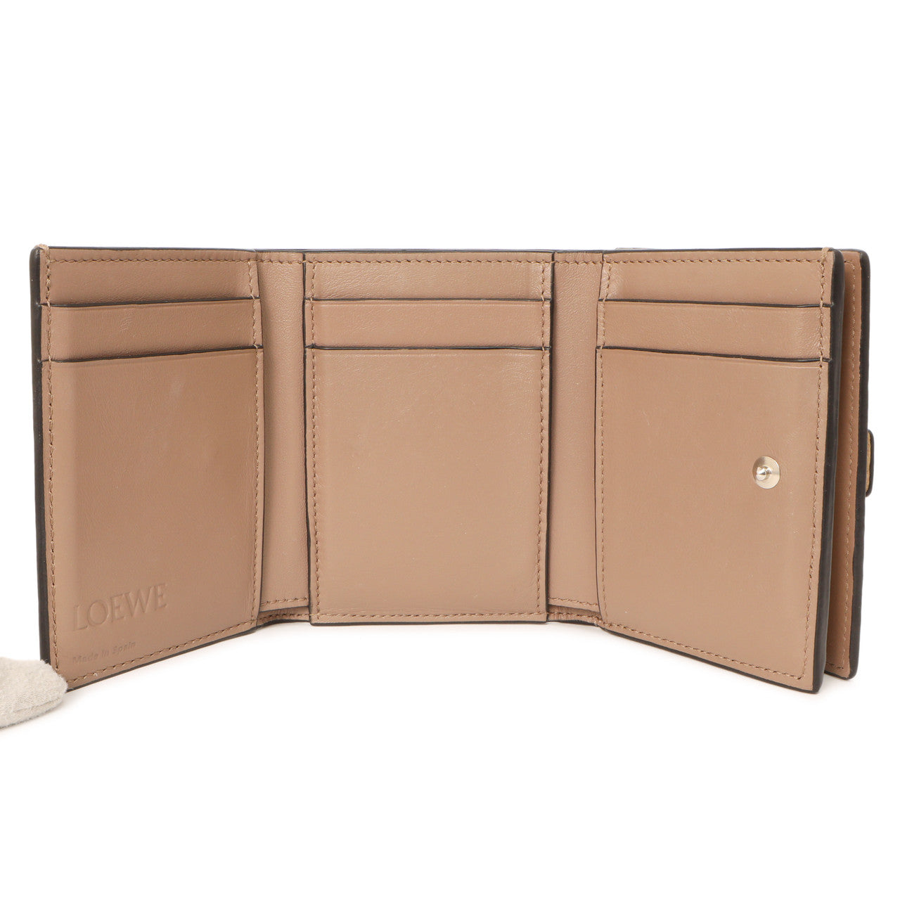 Exclusive Loewe Nude-Citronelle Soft Grained Calfskin Trifold Wallet — Top View