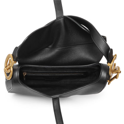 Exclusive Christian Dior Black Grained Calfskin Saddle Bag — Top View