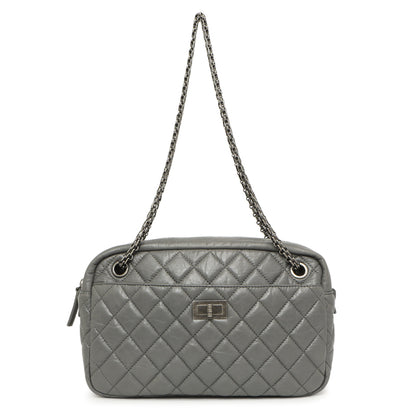 Exclusive Chanel Grey Aged Calfskin Reissue Camera Bag — Front View