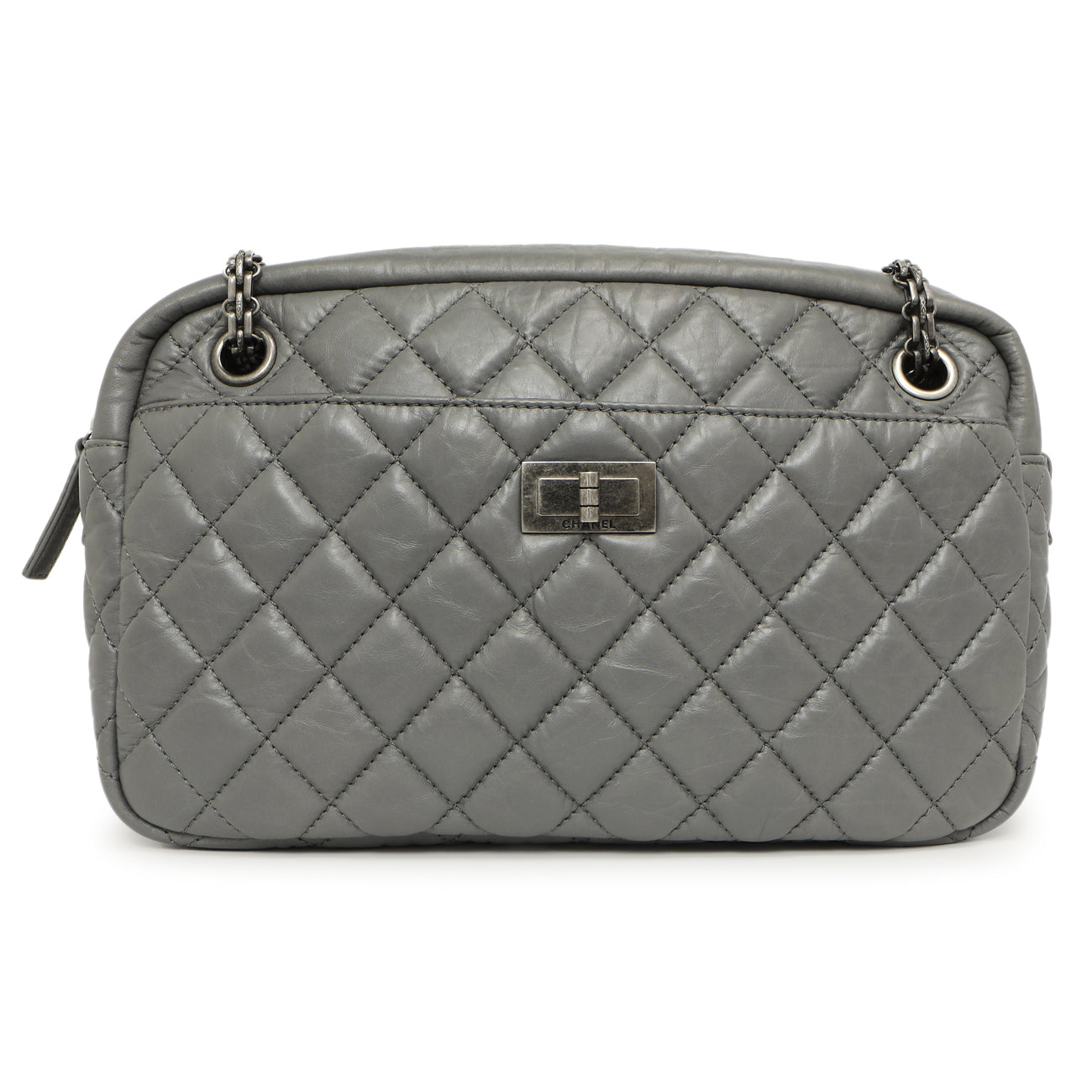 Exclusive Chanel Grey Aged Calfskin Reissue Camera Bag — Side View