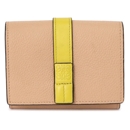 Exclusive Loewe Nude-Citronelle Soft Grained Calfskin Trifold Wallet — Front View