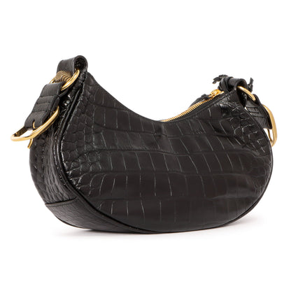 Exclusive Balenciaga Black Crocodile Embossed Le Cagole Shoulder Bag XS — Back View