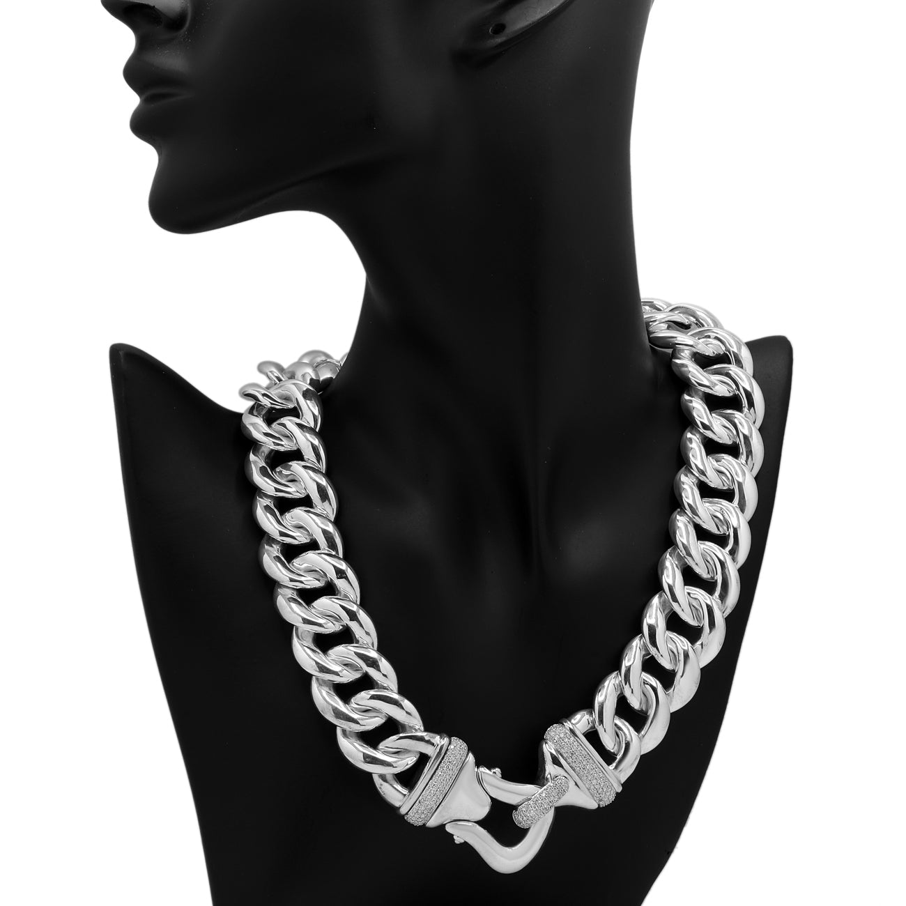 Exclusive David Yurman Sterling Silver Diamond Cable Buckle Chain Necklace — Back View