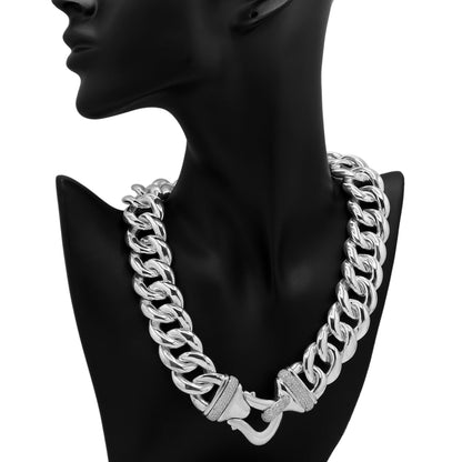 Exclusive David Yurman Sterling Silver Diamond Cable Buckle Chain Necklace — Back View