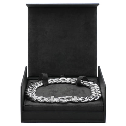 Exclusive David Yurman Sterling Silver Diamond Cable Buckle Chain Necklace — Top View