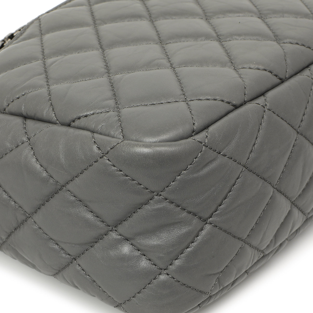 Exclusive Chanel Grey Aged Calfskin Reissue Camera Bag — Detail View